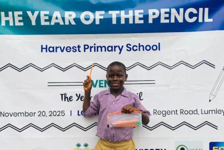 A Kid With Pencil Pouch At The Develop Africa 2025 Year Of The Pencil Campaign - Sierra Leone