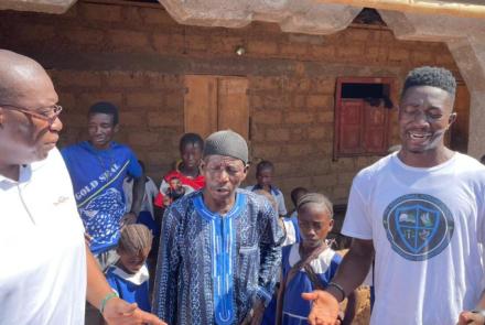 Sylvester with the people of Magbaikoli Village