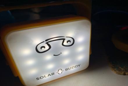 SolarBuddy lamp on a table - Sierra Leone, July 2026