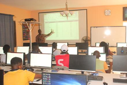 students in an excel class at the Develop Africa Sierra Leone computer lab