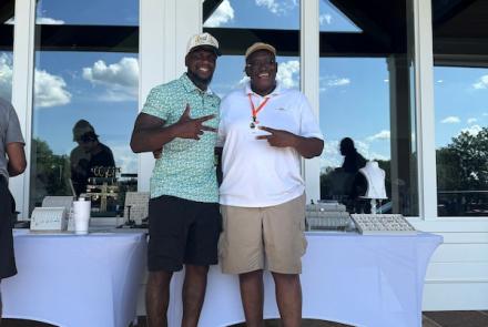 Mo Sanu and Sylvester at the Swing FORE Change 2026